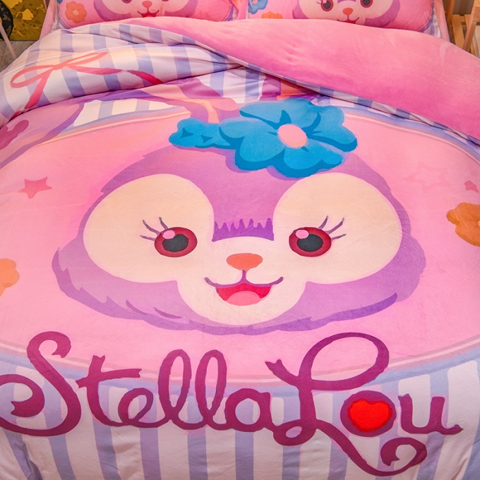 91家纺网 家纺一手货源 找家纺 ds生活馆2022新款大版卡通水晶牛奶单被套三四件套爱心兔