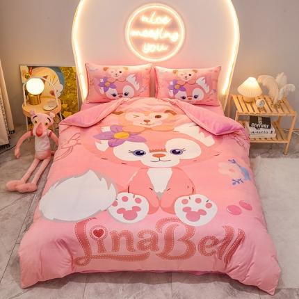 ds生活馆2022新款大版卡通水晶牛奶单被套三四件套贝尔公主