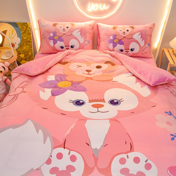 91家纺网 家纺一手货源 找家纺 ds生活馆2022新款大版卡通水晶牛奶单被套三四件套贝尔公主