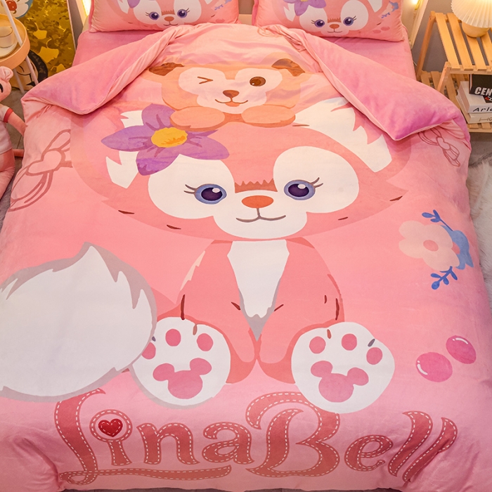 91家纺网 家纺一手货源 找家纺 ds生活馆2022新款大版卡通水晶牛奶单被套三四件套贝尔公主