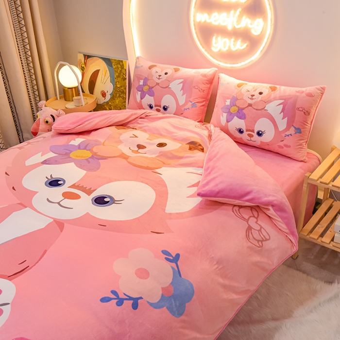 91家纺网 家纺一手货源 找家纺 ds生活馆2022新款大版卡通水晶牛奶单被套三四件套贝尔公主