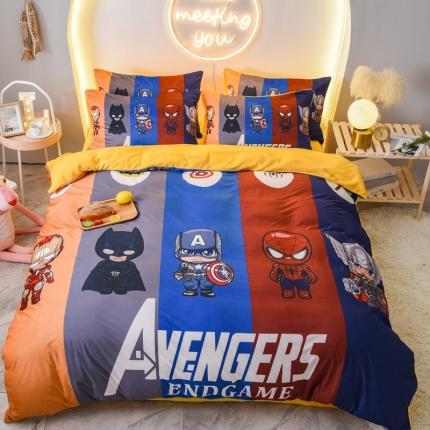 ds生活馆2022新款大版卡通水晶牛奶单被套三四件套超级英雄