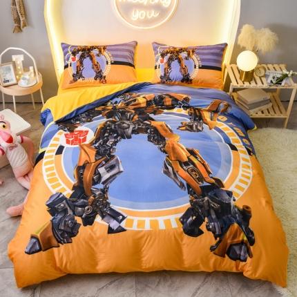 91家纺网 家纺一手货源 找家纺 ds生活馆2022新款大版卡通水晶牛奶单被套三四件套大黄蜂