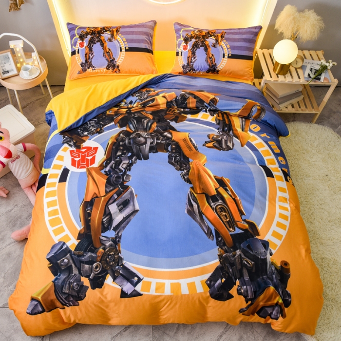 91家纺网 家纺一手货源 找家纺 ds生活馆2022新款大版卡通水晶牛奶单被套三四件套大黄蜂