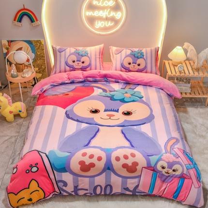 91家纺网 家纺一手货源 找家纺 ds生活馆2022新款大版卡通水晶牛奶单被套三四件套可爱小兔