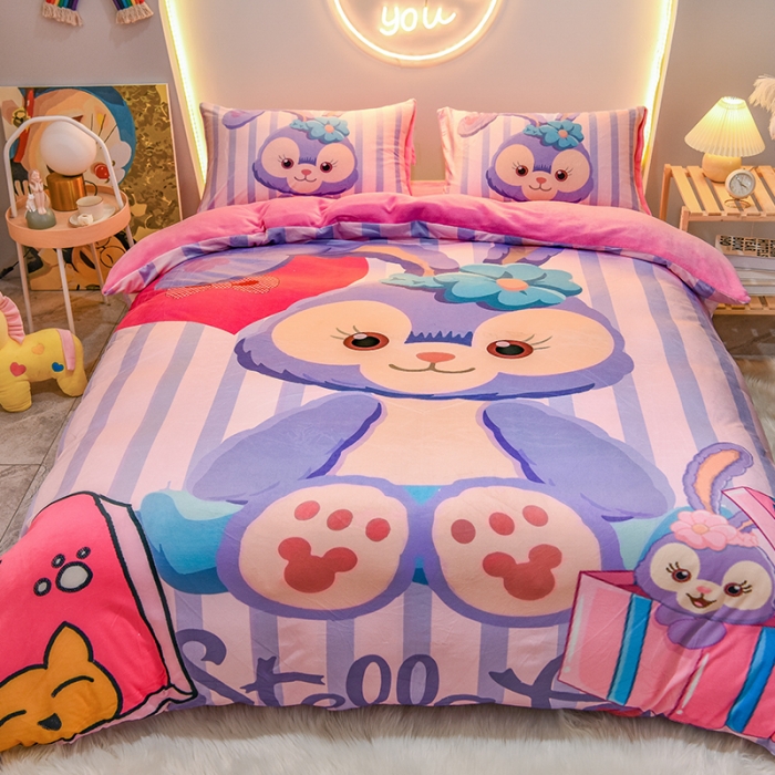 91家纺网 家纺一手货源 找家纺 ds生活馆2022新款大版卡通水晶牛奶单被套三四件套可爱小兔