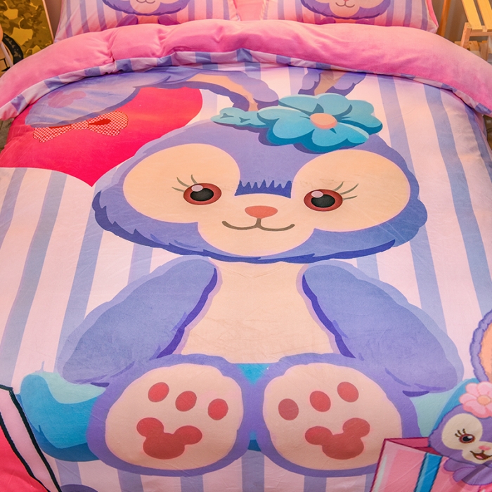 91家纺网 家纺一手货源 找家纺 ds生活馆2022新款大版卡通水晶牛奶单被套三四件套可爱小兔