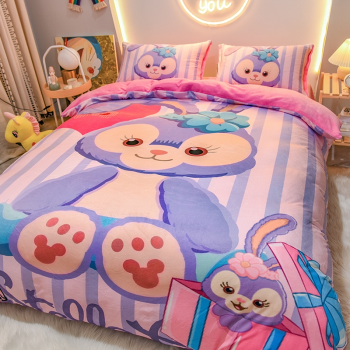 91家纺网 家纺一手货源 找家纺 ds生活馆2022新款大版卡通水晶牛奶单被套三四件套可爱小兔