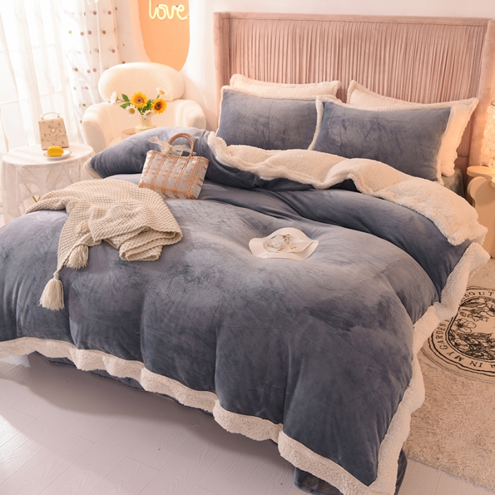 91家纺网 家纺一手货源 找家纺 （总）艾米家居  2022秋冬新款羊羔绒拼牛奶绒系列