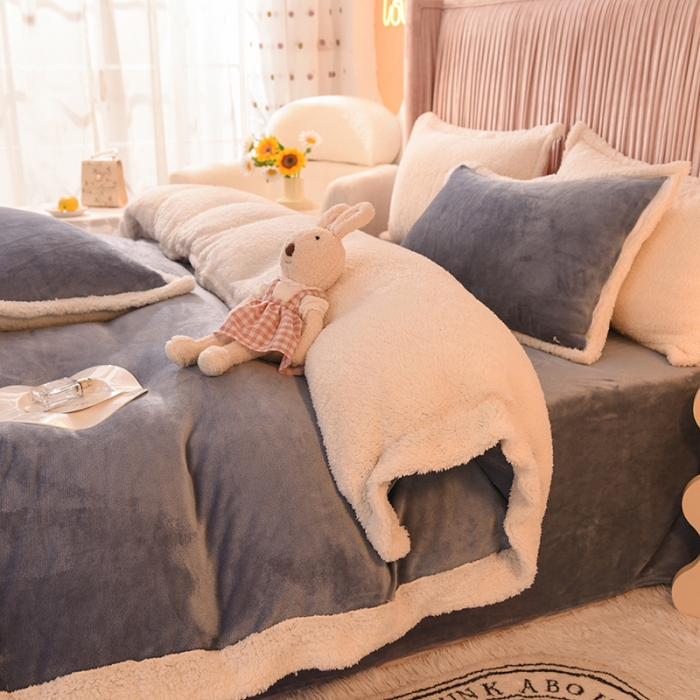 91家纺网 家纺一手货源 找家纺 （总）艾米家居  2022秋冬新款羊羔绒拼牛奶绒系列