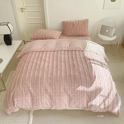 91家纺网 家纺一手货源 找家纺 （总）静家居 2024加厚獭兔毛牛奶绒方格四件套