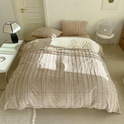 91家纺网 家纺一手货源 找家纺 （总）静家居 2024加厚獭兔毛牛奶绒方格四件套