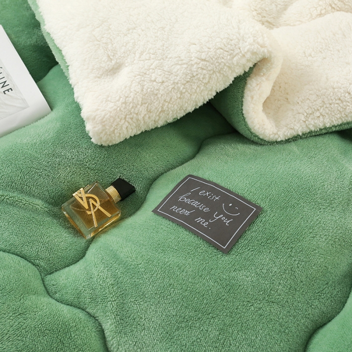 91家纺网 家纺一手货源 找家纺 吾秀 2022新款加厚保暖兔兔绒冬被 浅绿