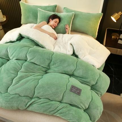 吾秀 2022新款加厚保暖兔兔绒冬被 浅绿