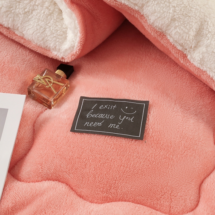 91家纺网 家纺一手货源 找家纺 吾秀 2022新款加厚保暖兔兔绒冬被 桃粉