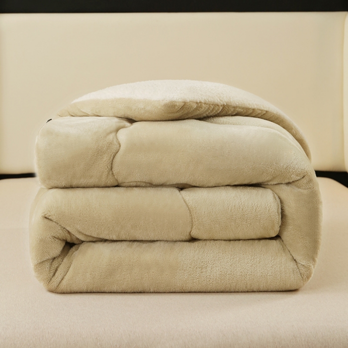 91家纺网 家纺一手货源 找家纺 吾秀 2022新款加厚保暖兔兔绒冬被 驼色