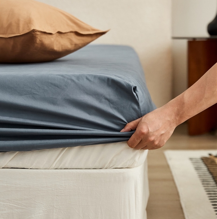 91家纺网 家纺一手货源 找家纺 新款100磨毛单品系列-床笠 秋蓝