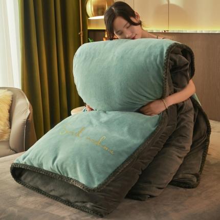 91家纺网 家纺一手货源 找家纺 （总）吾诺 2022 双拼色二合一牛奶绒冬被 可拆洗冬被被子