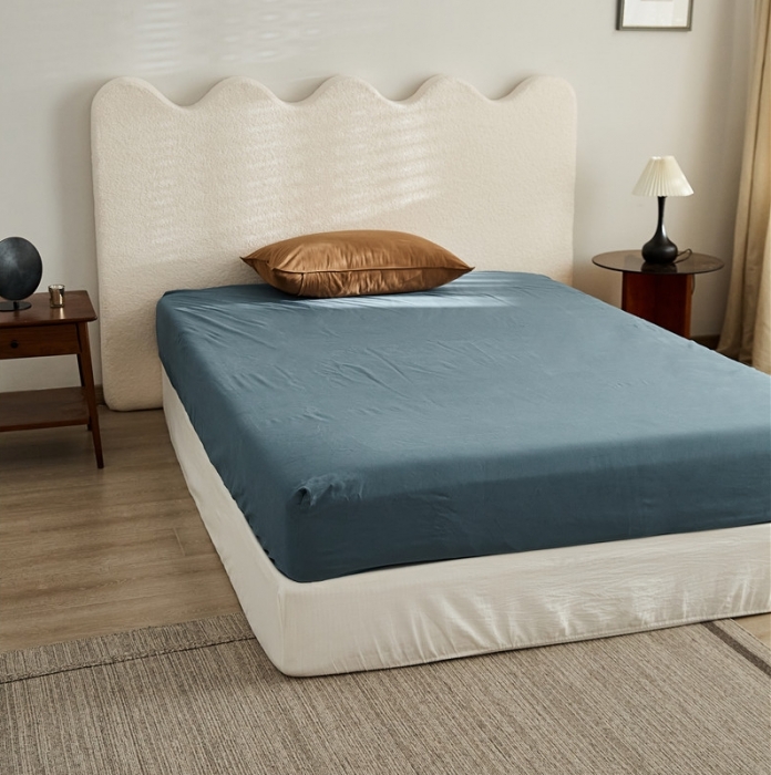 91家纺网 家纺一手货源 找家纺 新款100磨毛单品系列-床笠 湛蓝