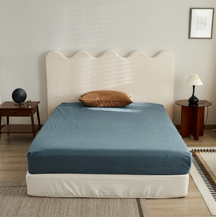 91家纺网 家纺一手货源 找家纺 新款100磨毛单品系列-床笠 湛蓝