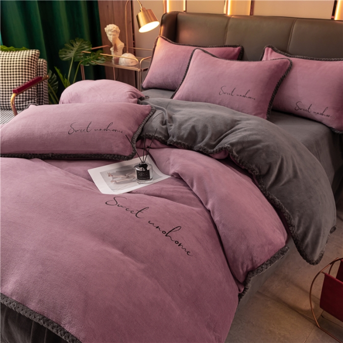 91家纺网 家纺一手货源 找家纺 吾诺 2022新款双拼色二合一冬被 双拼浅紫风格二