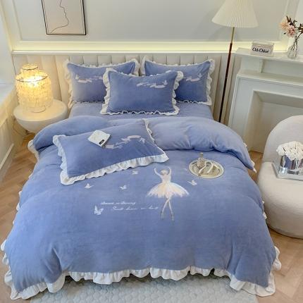 91家纺网 家纺一手货源 找家纺 芯贝儿 2022新款小清新牛奶绒四件套-花仙子 花仙子-星黛紫