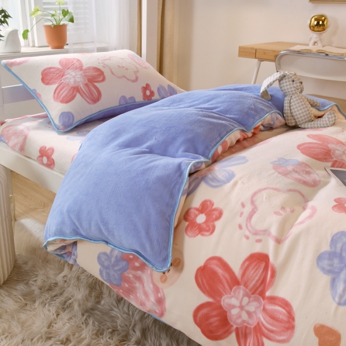 91家纺网 家纺一手货源 找家纺 （总）金鑫汇 2022新款牛奶绒学生上下铺三件套