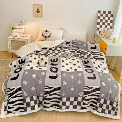 91家纺网 家纺一手货源 找家纺 （总）慕尚 2022爆款牛奶绒贝贝绒夹棉3层加厚毛毯