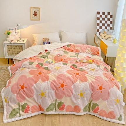 91家纺网 家纺一手货源 找家纺 （总）慕尚 2022爆款牛奶绒贝贝绒夹棉3层加厚毛毯