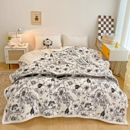 91家纺网 家纺一手货源 找家纺 （总）慕尚 2022爆款牛奶绒贝贝绒夹棉3层加厚毛毯