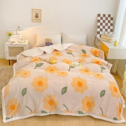 91家纺网 家纺一手货源 找家纺 （总）慕尚 2022爆款牛奶绒贝贝绒夹棉3层加厚毛毯