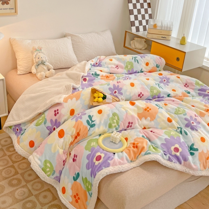 91家纺网 家纺一手货源 找家纺 慕尚 2022爆款牛奶绒贝贝绒夹棉3层加厚毛毯 加厚毯-布兰卡