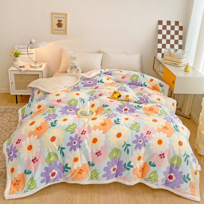 91家纺网 家纺一手货源 找家纺 慕尚 2022爆款牛奶绒贝贝绒夹棉3层加厚毛毯 加厚毯-布兰卡