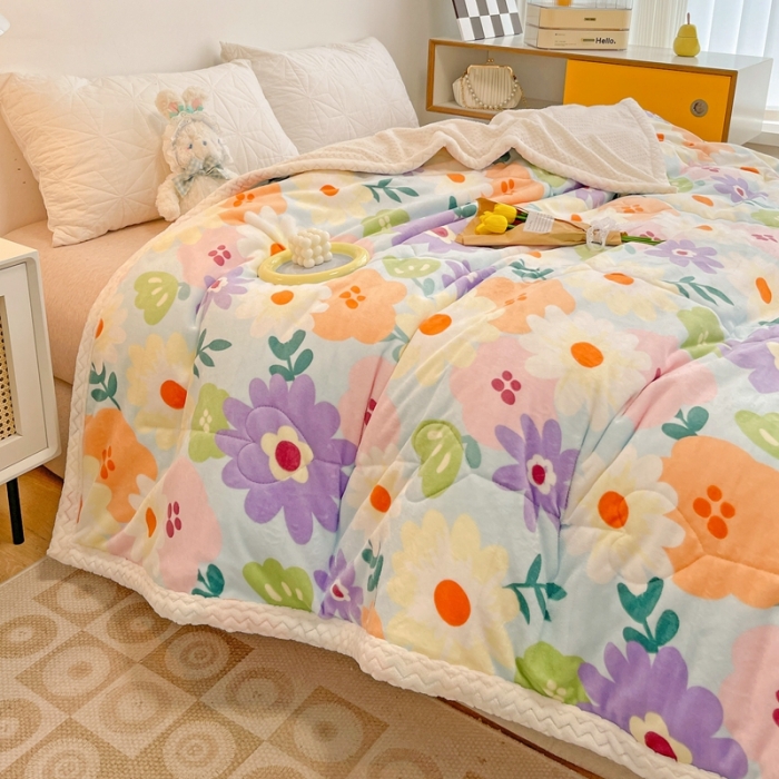 91家纺网 家纺一手货源 找家纺 慕尚 2022爆款牛奶绒贝贝绒夹棉3层加厚毛毯 加厚毯-布兰卡