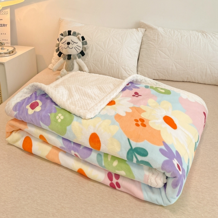 91家纺网 家纺一手货源 找家纺 慕尚 2022爆款牛奶绒贝贝绒夹棉3层加厚毛毯 加厚毯-布兰卡