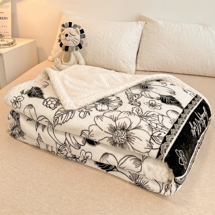 91家纺网 家纺一手货源 找家纺 慕尚 2022爆款牛奶绒贝贝绒夹棉3层加厚毛毯 加厚毯-丽莎