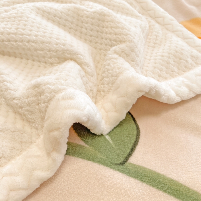 91家纺网 家纺一手货源 找家纺 慕尚 2022爆款牛奶绒贝贝绒夹棉3层加厚毛毯 加厚毯-小黄花