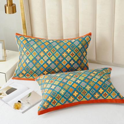 91家纺网 家纺一手货源 找家纺 总朴尔新款全棉四层纱布色织提花宽边枕巾一对装