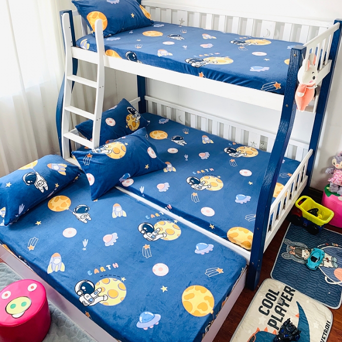 91家纺网 家纺一手货源 找家纺 小虾米 2022新款加厚牛奶绒单品床笠单件套三件套 遨游太空