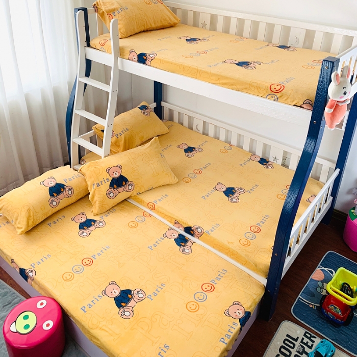 91家纺网 家纺一手货源 找家纺 小虾米 2022新款加厚牛奶绒单品床笠单件套三件套 巴黎熊