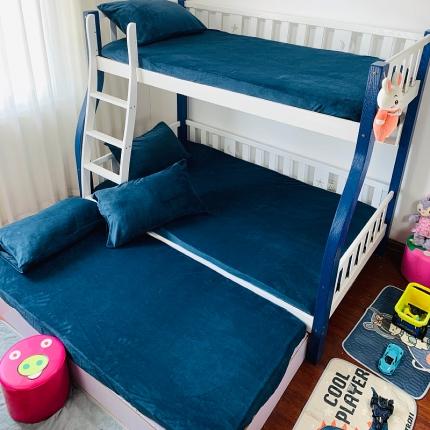 小虾米 2022新款加厚牛奶绒单品床笠单件套三件套 宝蓝