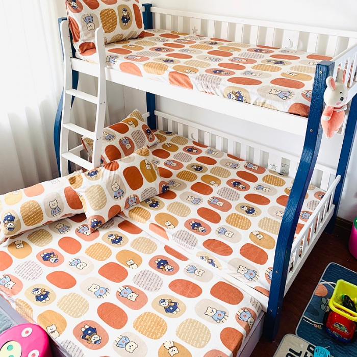 91家纺网 家纺一手货源 找家纺 小虾米 2022新款加厚牛奶绒单品床笠单件套三件套 波点小熊