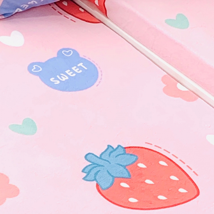 91家纺网 家纺一手货源 找家纺 小虾米 2022新款加厚牛奶绒单品床笠单件套三件套 草莓粉