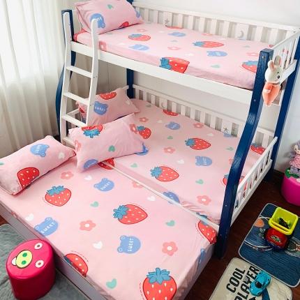 小虾米 2022新款加厚牛奶绒单品床笠单件套三件套 草莓粉