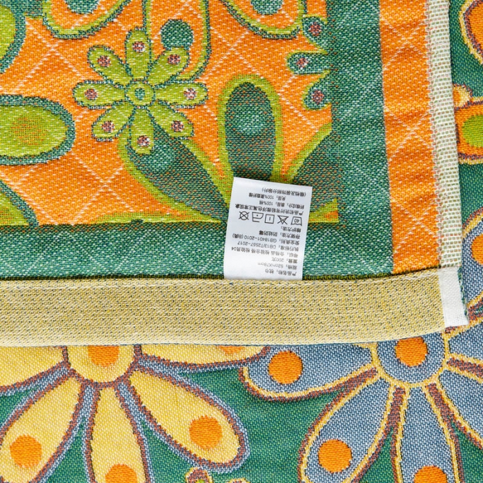 91家纺网 家纺一手货源 找家纺 朴尔 新款全棉四层纱布色织提花宽边枕巾列 花似锦-绿一对装