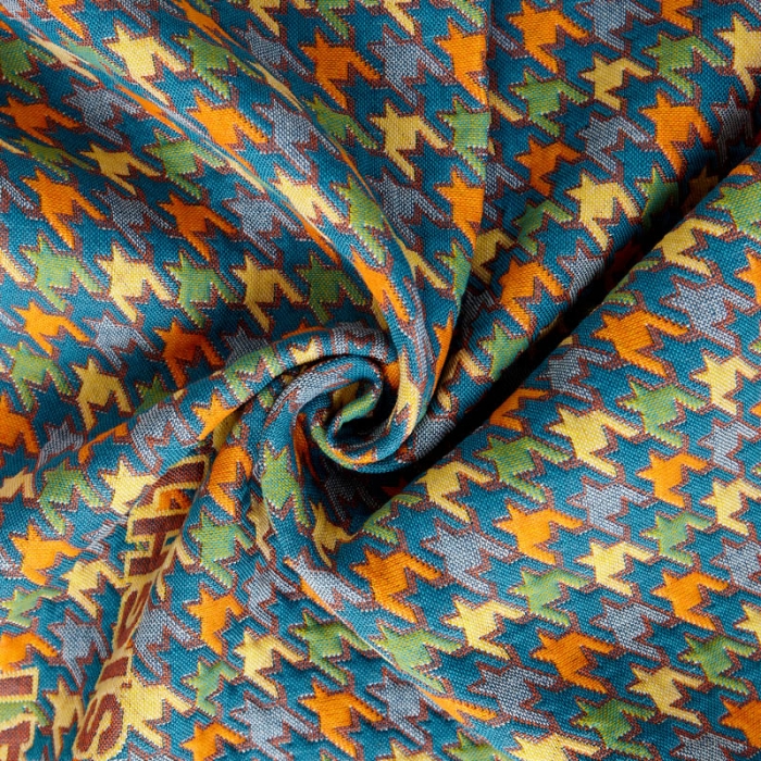 91家纺网 家纺一手货源 找家纺 朴尔 新款全棉四层纱布色织提花宽边枕巾系列千鸟小熊-蓝一对装