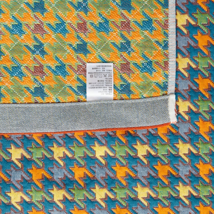 91家纺网 家纺一手货源 找家纺 朴尔 新款全棉四层纱布色织提花宽边枕巾系列千鸟小熊-蓝一对装