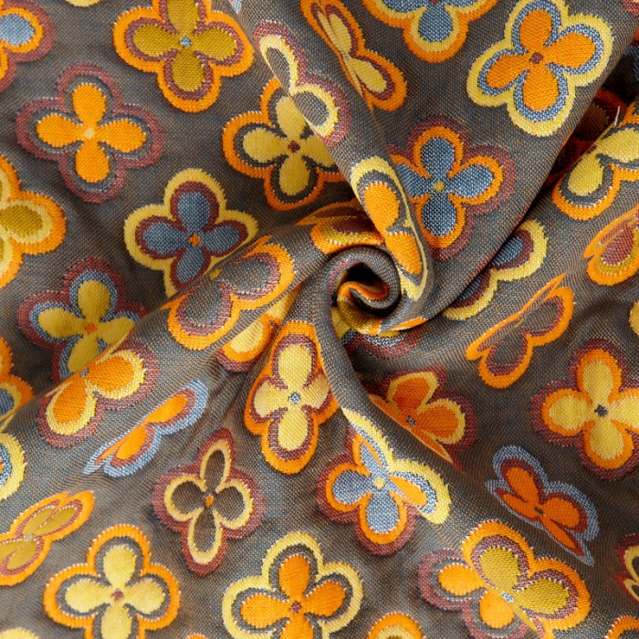 91家纺网 家纺一手货源 找家纺 朴尔 新款全棉四层纱布色织提花宽边枕巾系列 四叶心-黄一对装