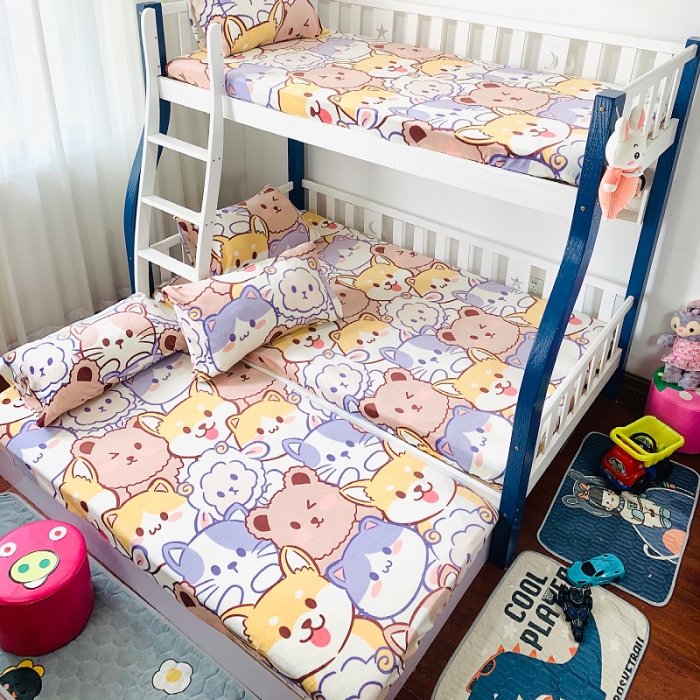 91家纺网 家纺一手货源 找家纺 小虾米 2022新款加厚牛奶绒单品床笠单件套三件套 萌犬