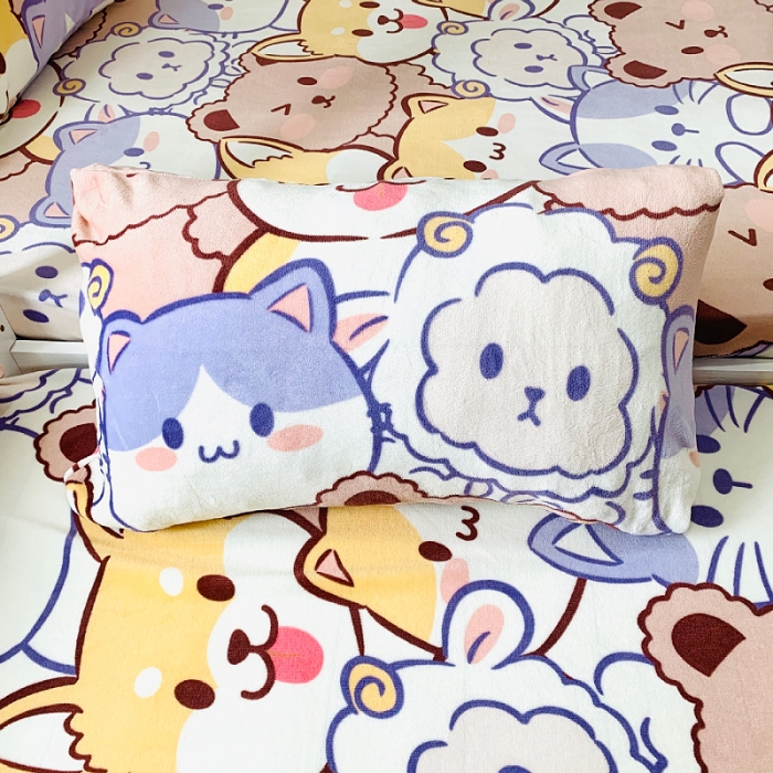 91家纺网 家纺一手货源 找家纺 小虾米 2022新款加厚牛奶绒单品床笠单件套三件套 萌犬